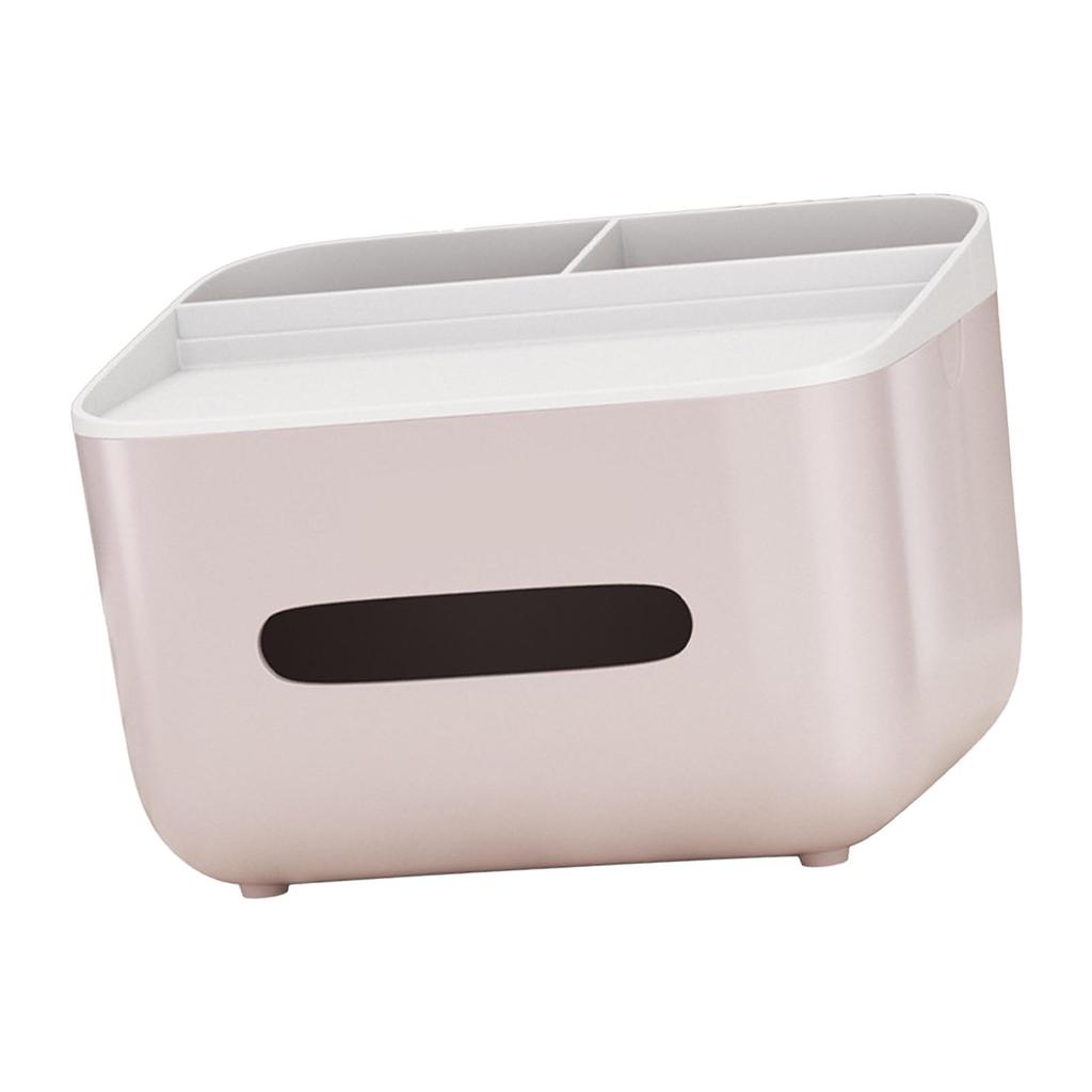 Desktop Tissue Box Remote Control Holder 2 Grids Multifunctional Napkin Box for Living Room