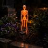Spooky Garden Path Lighting 2Pcs Solar Skeleton Stake Light, Halloween Glowing Realistic Figurine, Waterproof Illuminated Yard Accents Outdoor