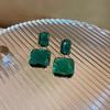 Green Earrings White Glass Rhinestone Square Big Wedding Earrings Bridal Engagement Charm Jewelry Women'S Accessories