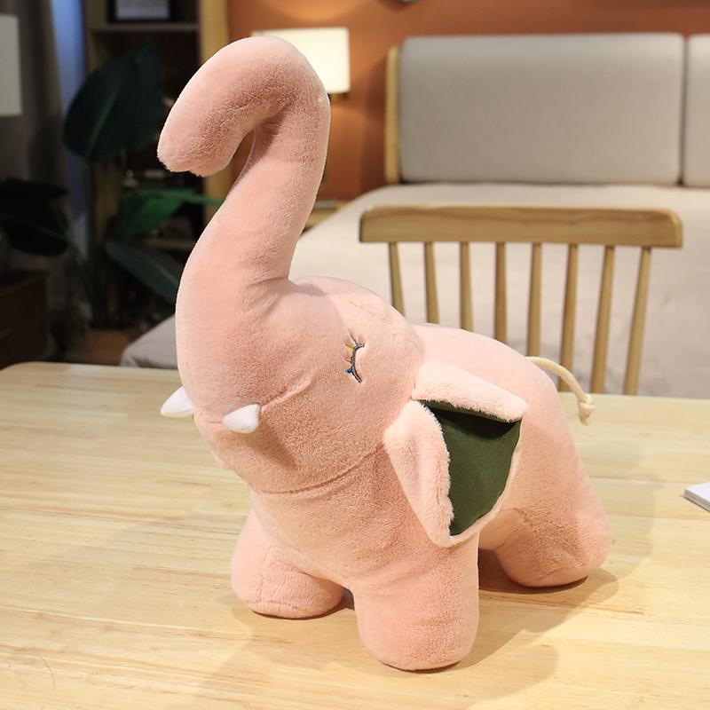 28cm/11.02in Elephant Plush Toy Doll Pink and Gray Happy Elephant for Kids&Girlfriend Holiday Birthday Xmas Gifts Home Decor