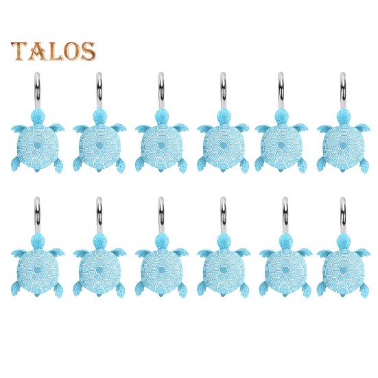 12Pcs Bathroom Sea Turtles Shower Curtain Hooks Rings Simple Installation Decorative Metal Shower Curtain Hanger Hooks