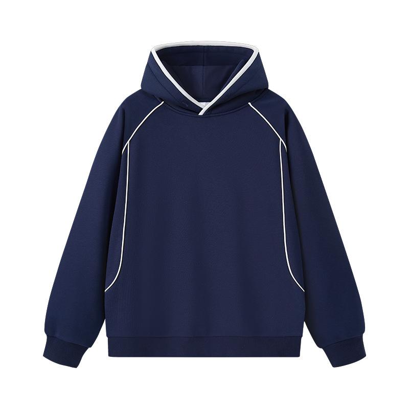 Толстовка с капюшоном в цветную полоску для мужчин на осень и зиму, однотонная толстовка с длинным рукавом для мужчин, свободного кроя M темно-синий