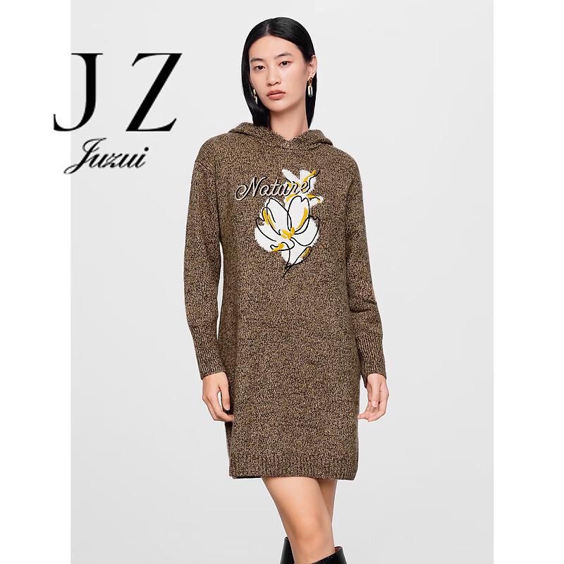 JUZUI Peony Embroidered Casual Sweater Dress 2XL