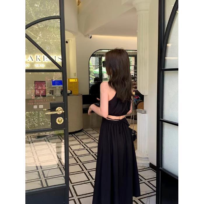 Neck Waist Suspender Dress Women's Summer New High-end Temperament Waist Thin Girl First Love Long Skirt