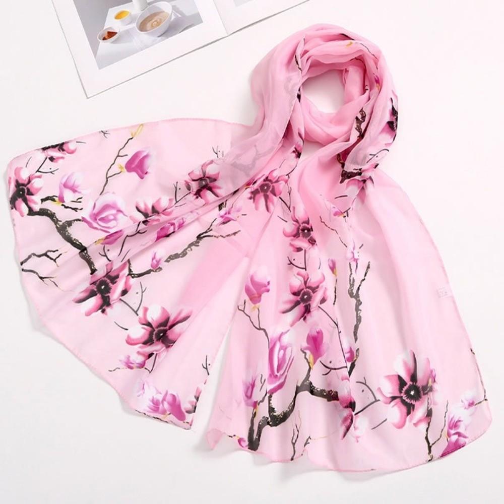 Soft Floral Printed Hijab Thin Beach Shawl Fashion Chiffon Scarf