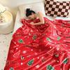 Thickened Christmas Flannel Blanket Fluffy Throw Aircon Blanket Xmas Sofa Blanket  Happy New Year