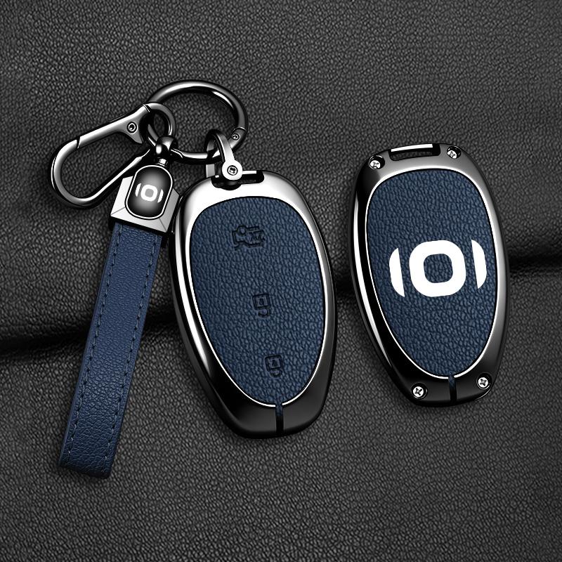 Zinc Alloy Leather Car Key Case Changan Qiyuan A07 A05 Q07 Q05 Key Fob Car Remote Key Box Protective Case Keychain Accessories