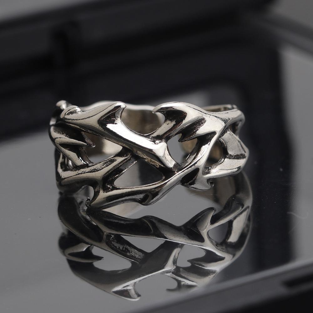 Creative Retro Irregularity Thorns Stainless Steel Opening Rings Gothic Punk Finger Ring for Men Women Personality Jewelry Gifts