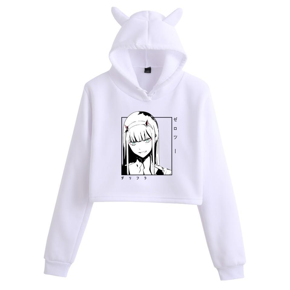 Darling in the Franxx Zero Two Cat Ear Cropped Hoodie - Women's Anime Style