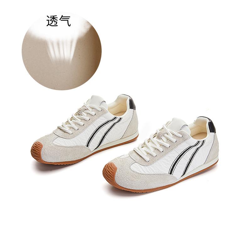 

Новые женские осенние туфли на плоской подошве из кожи низкой насыщенности, универсальные маленькие белые туфли, женские повседневные спортивные туфли с цветовой блокировкой 40 бежевый