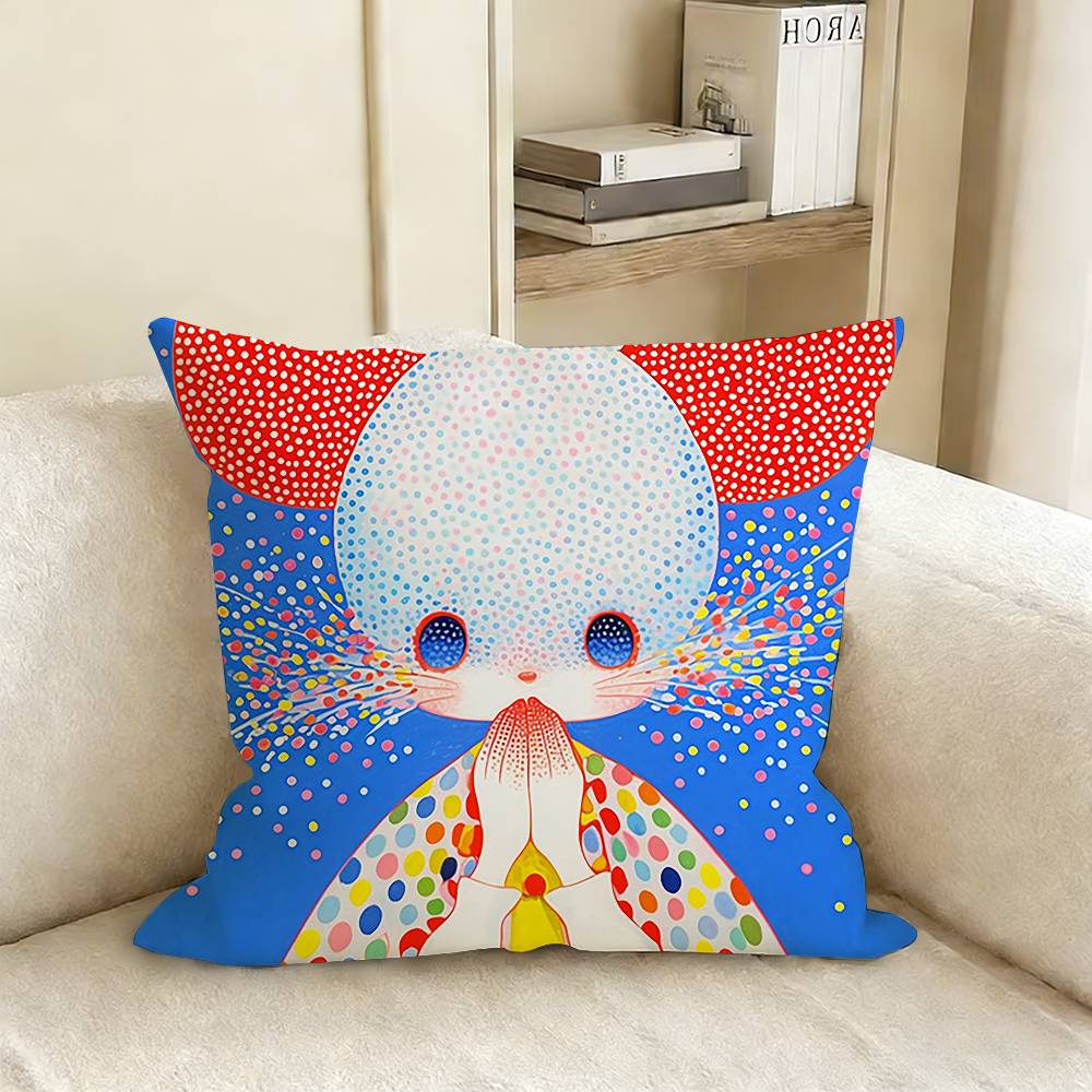 Y-Yayoi K-Kusama Artistic Style Various Sizes Square Pillow Case For Car Home Bedchamber Decor