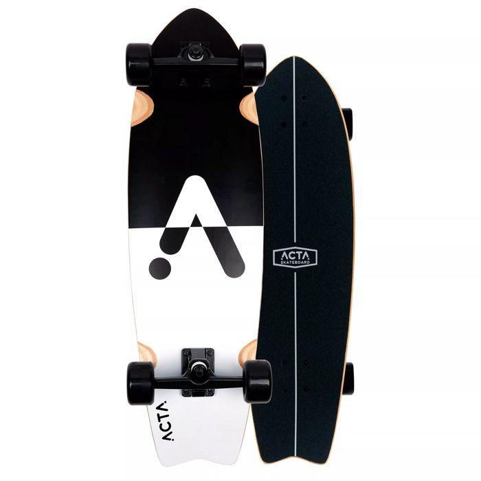 Surfskate - ACTA - Upside Down - 32 pouces - Fish tail - Mixte - Blanc/Noir