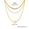 French Chic Layered Stainless Steel Necklace Set for Women, Gold Plated Snake Heart Chain 3-in-1 Tarnish Free Jewelry