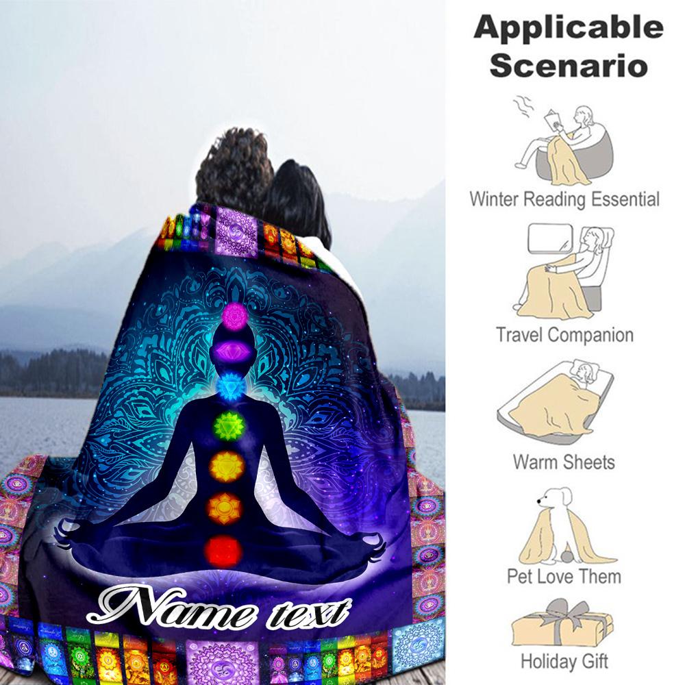 Chakra Customize Your Name Blanket Cozy Personalized Blanket Durable Comfort Great for Sofa Home Decor Nap Office Chair Ideal for All Seasons
