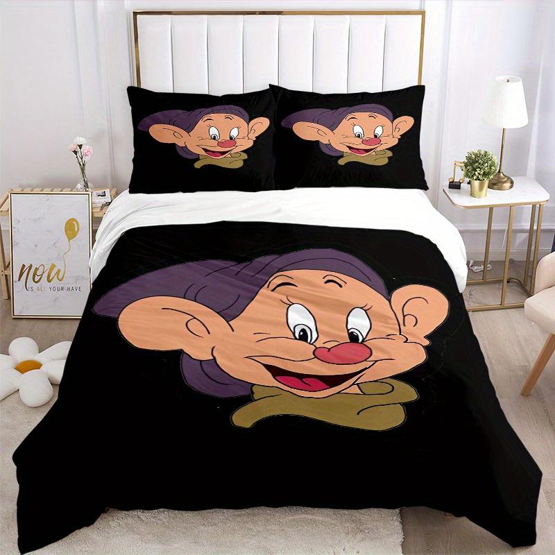 3pcs Snow White Dopey Cartoon Bedding Set Includes 1 Quilt Cover and 2 Pillowcases, Comfortable Bedding W093