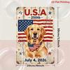 USA 250th Independence Day Golden Retriever Metal Sign 8x12 Inch Patriotic Dog Wall Art Iron Decor With Pre-Drilled Holes