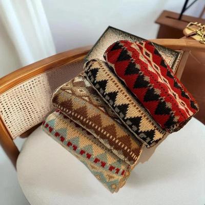 Women's Winter Jacquard Knitted Scarf Retro Thickened Warm Woolen Scarf Fashion Scarf