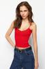 Women's Fashion New Blouse Navy Blue Crop Basic Knitwear Blouse