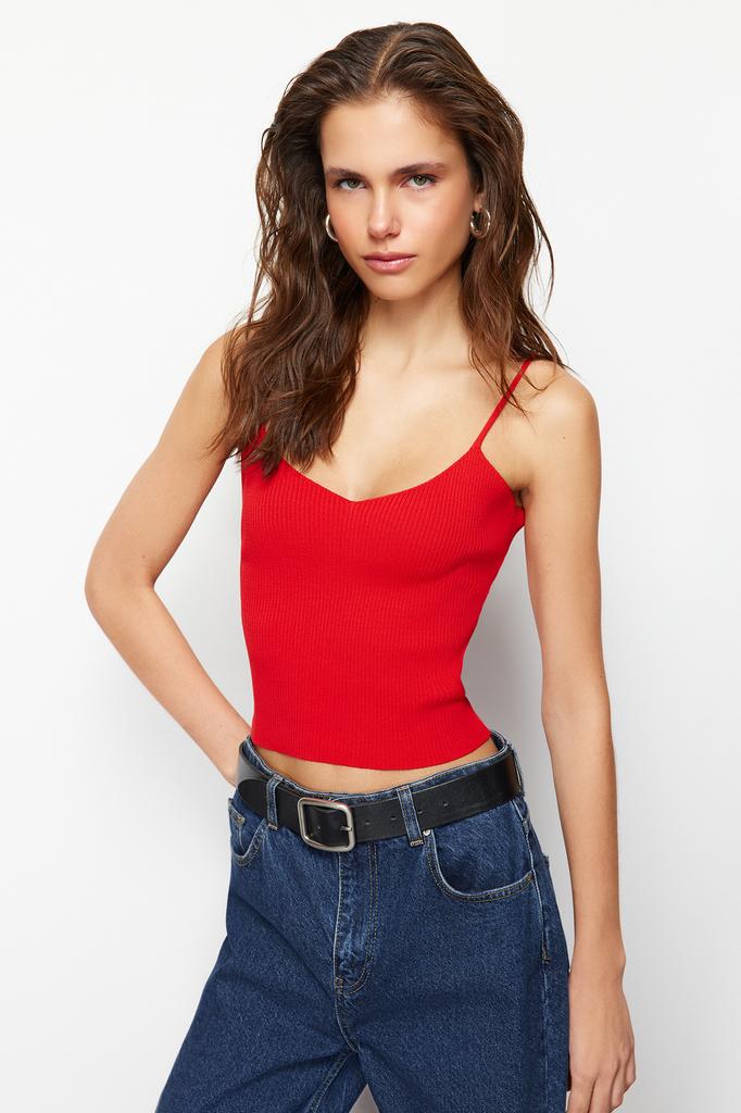 Women's Fashion New Blouse Navy Blue Crop Basic Knitwear Blouse