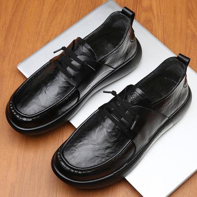 Atmungsaktive Herrenschuhe aus Leder Herbst und Winter neu weichgesichtig dicksohlig vielseitig Herren Samt Freizeitlederschuhe Herren