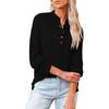 Women's Casual T-Shirt Buttons V-Neck Long-sleeved Knitted Shirt Blouse Tops