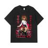 275 GSM Washed T-shirts 100% Cotton Chainsaw Man V23 Denji Makima Print Unisex Heavy Cotton T Shirt