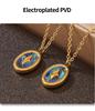 Colorful Oval Shell Pendant Necklace In Gold Plated Titanium Steel