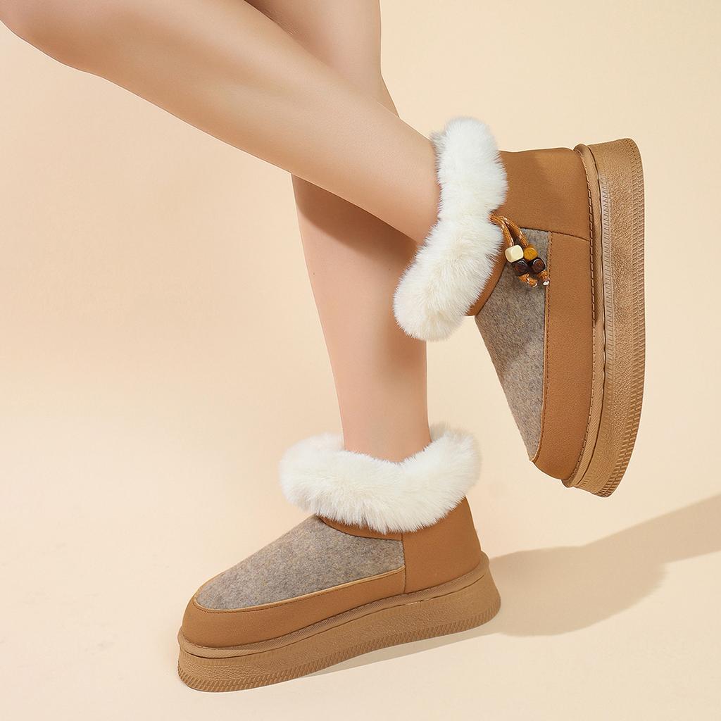 Across Platform Snow Boots for Women, Winter 2025 Plus-size Plus Suede Wool Cotton Shoes for Women Are Versatile