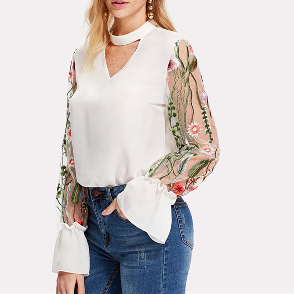 Satın alın Ladies Women Cotton Vneck Embroidered Blouse Tops Big Horn