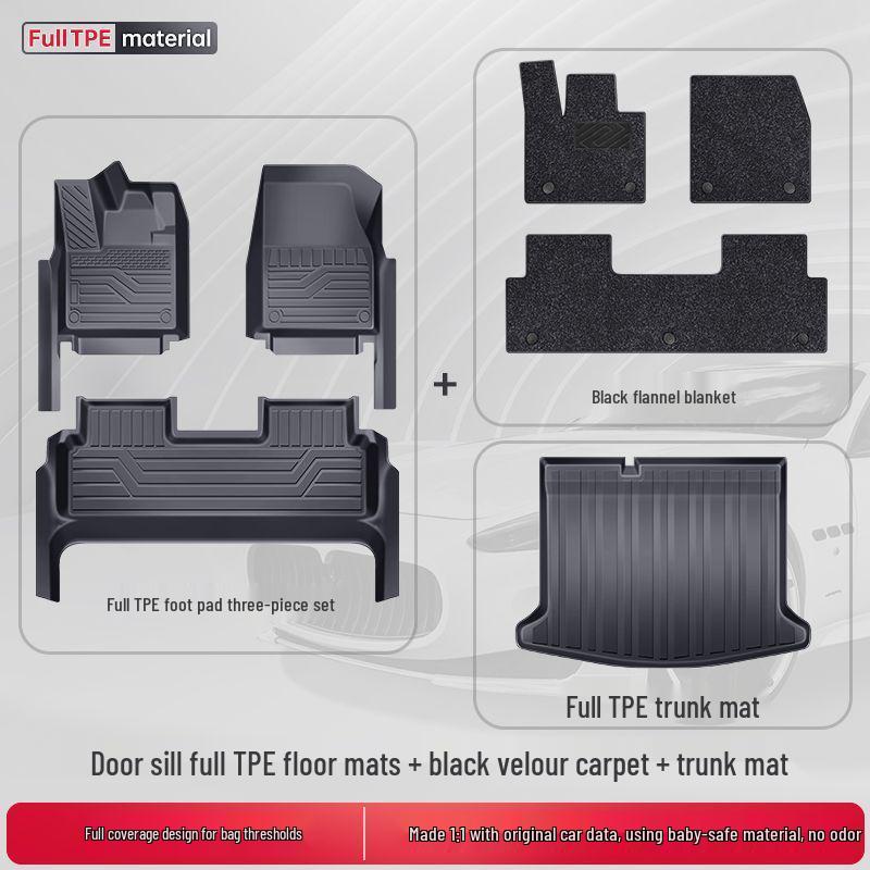 TPE Surround Titanium 7 Car Floor Mats with Leopard Print Door Sill - 2025 Edition