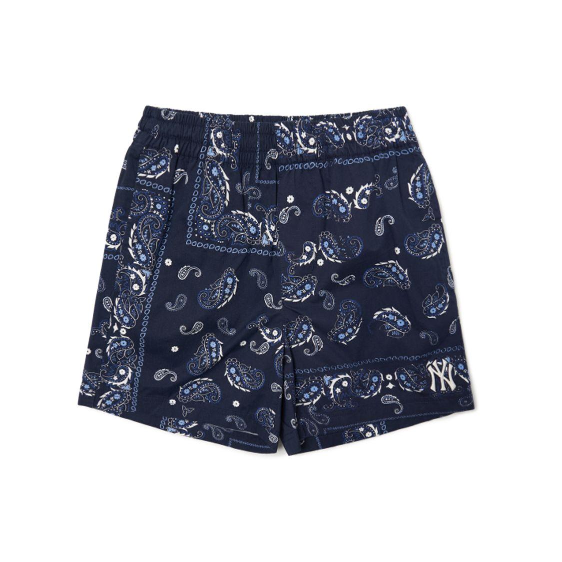 MLB Cashew Flower New York Yankees Geweven Casual Shorts Unisex shorts Marineblauw 3ASMP0223-50NYD L black
