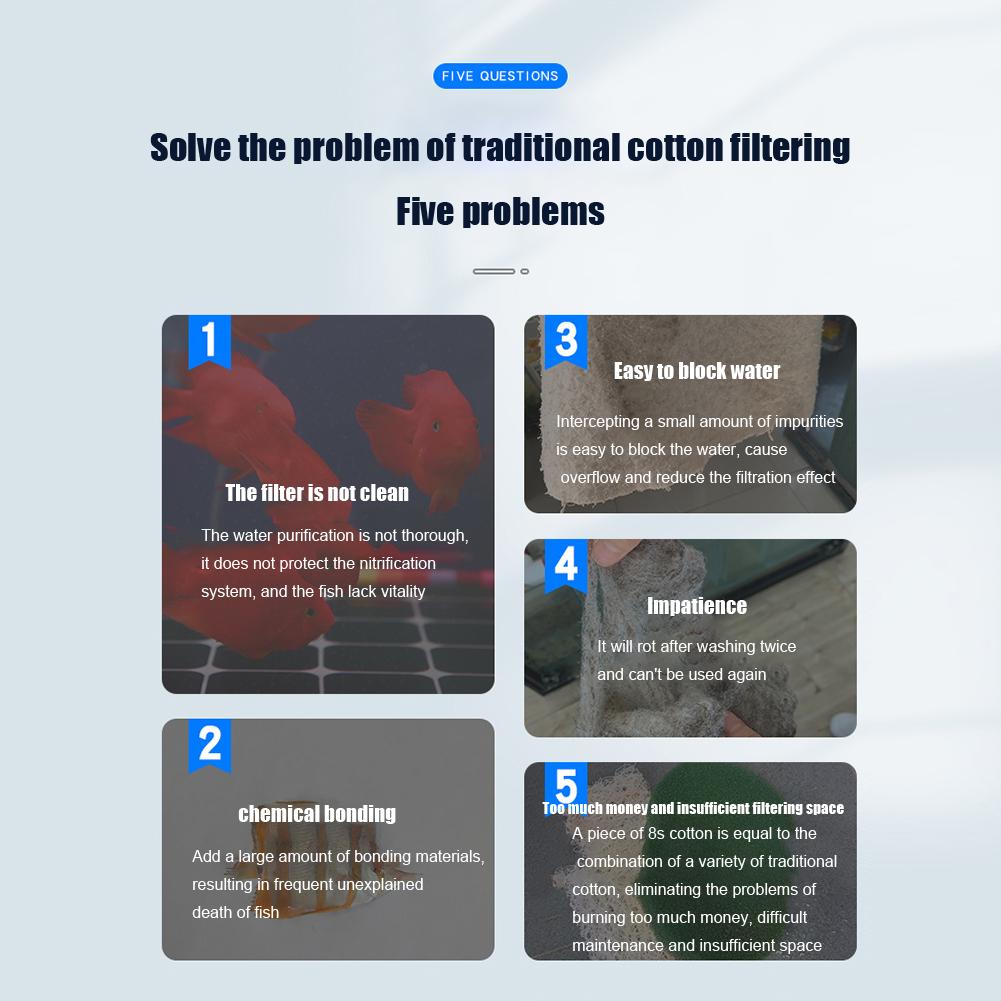 6d 8s Aquarium Biochemical Purification Filter  Cotton Honeycomb Hole Design Strong Water Permeability Glue-free Filter Accessories