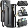 For Galaxy Z Fold 7 6 5 4 3 Case with Pen Holder Slot, RFID Blocking Wallet Case with Card Holder Zipper Strap PU Leather Flip