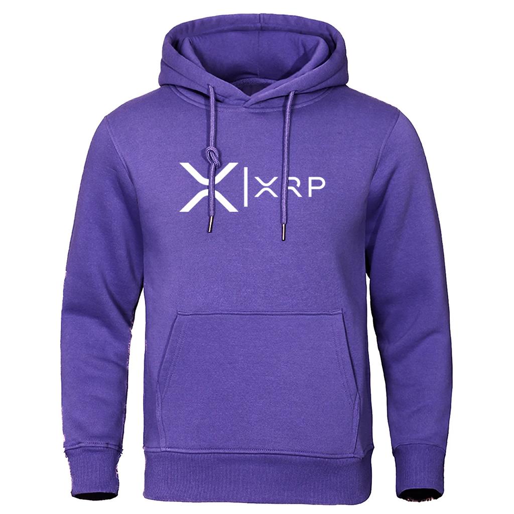 2025 Cryptocurrency Ripple XRP Men Spring Autumn Printing Solid Color Pullover Hoodie Fashion Long Sleeve Comfortable Casual Top
