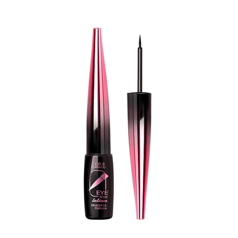 Flamingo Deep Black Eyeliner: Sweat-proof, Smudge-proof, Hard Tip for Delicate Application.