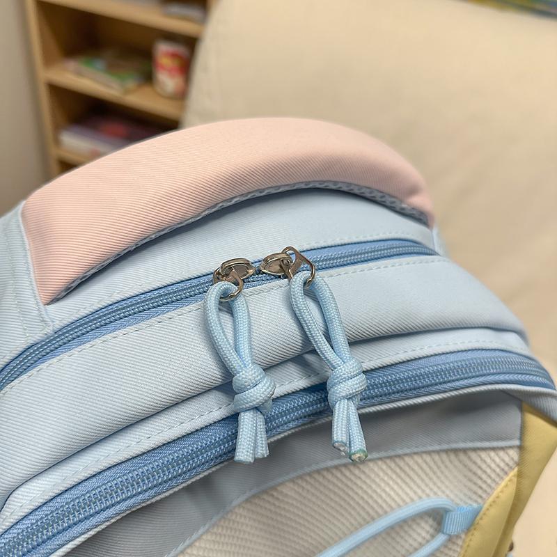 Contrast Color Backpack Junior High School Student Schoolbag Lightweight Large Capacity Backpack