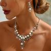 Crystal Rhinestone Wedding Jewelry Set Drop Necklace Pendant Earrings Bridal Jewelry Set Rhinestone Necklace Earring Set