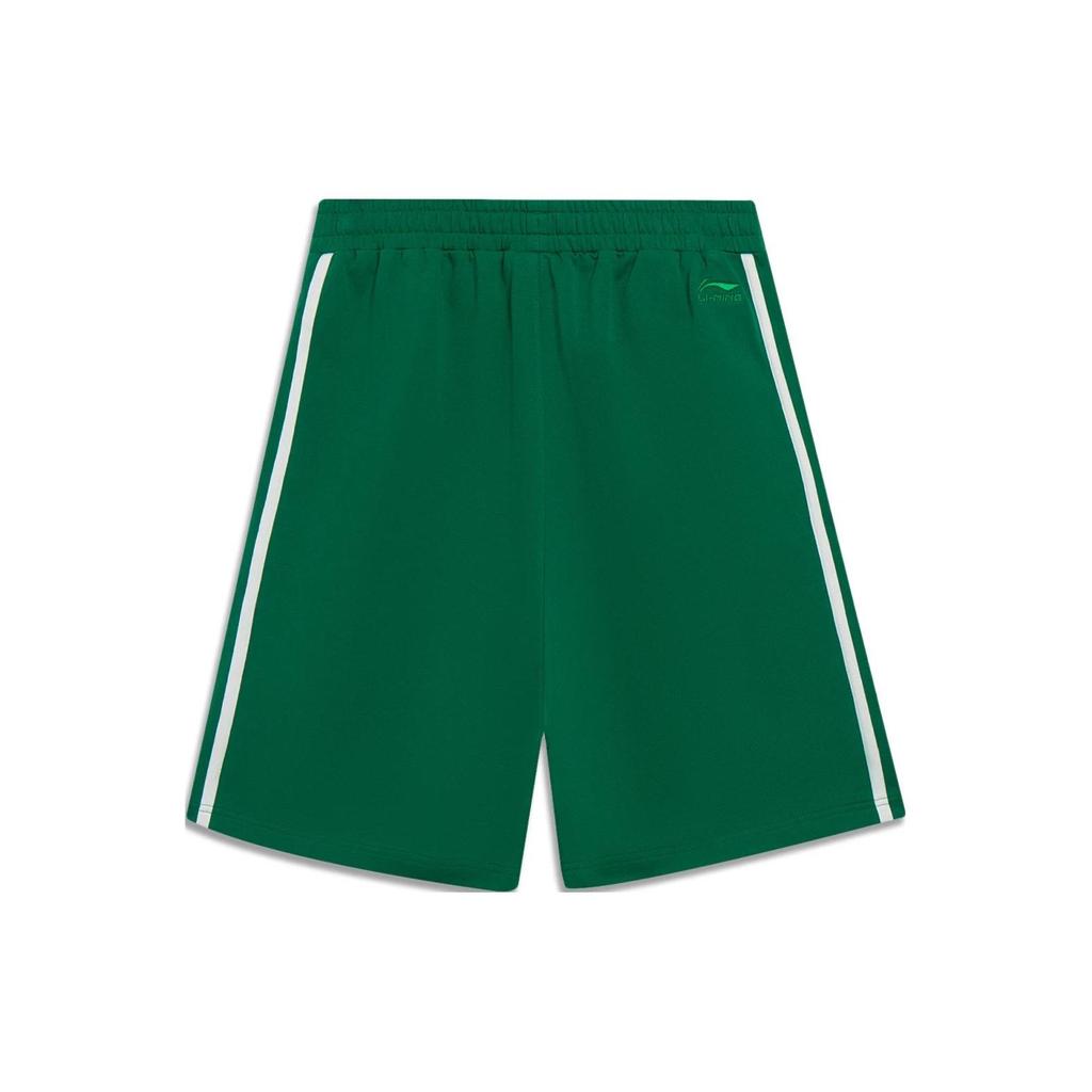 Li-Ning Logo Embroidered Patchwork Shorts Unisex Bottoms Cold-Pine-Green AKST601-4