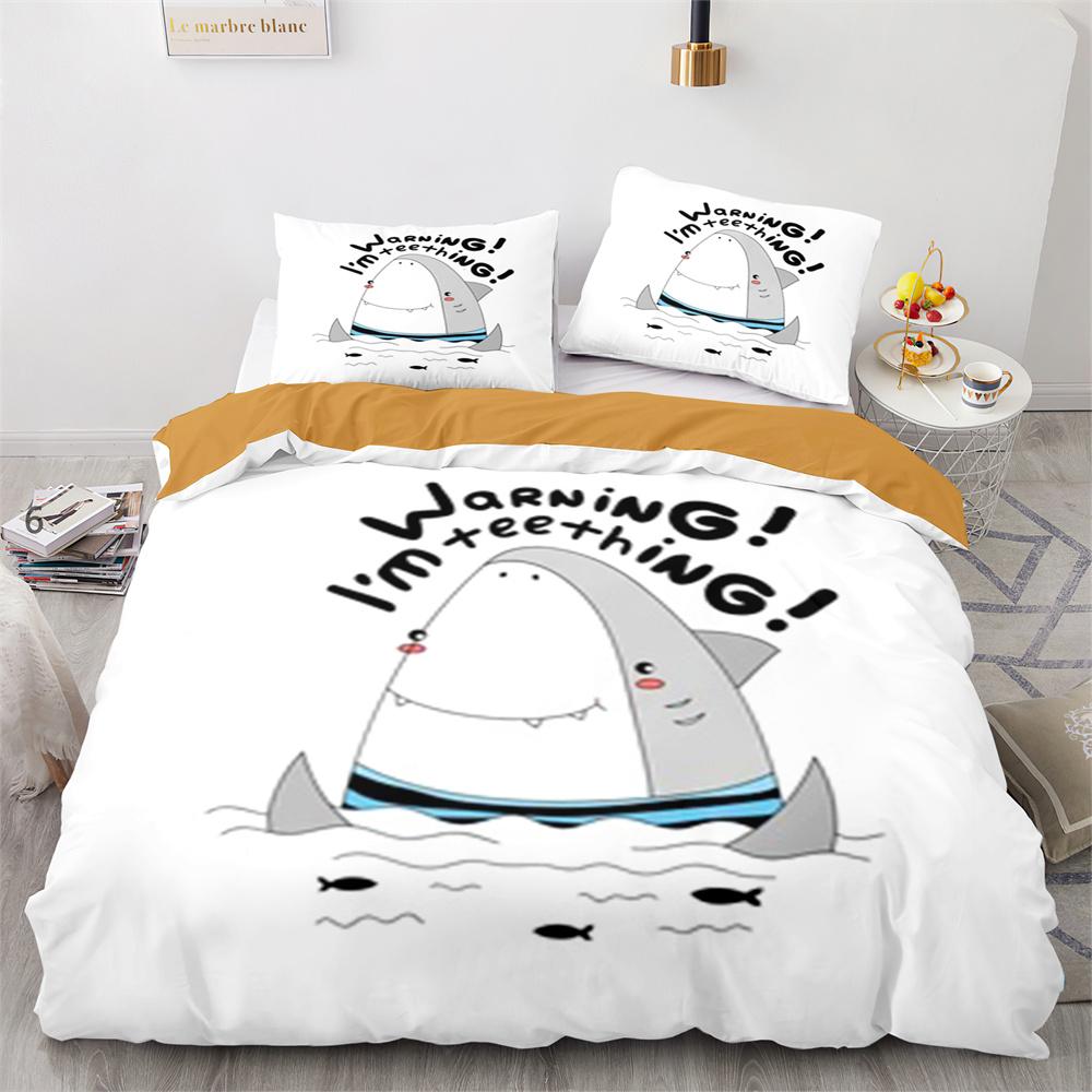 Комплект пододеяльника Акула Мультяшный узор с морскими животными Милый Кавайный — фото 10