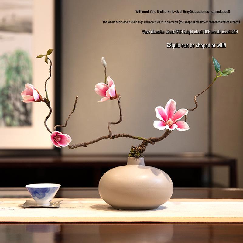 High-End Artificial Silk Magnolia Flower Arrangement - Classical, Elegant Dried Flower Set for Home Decor