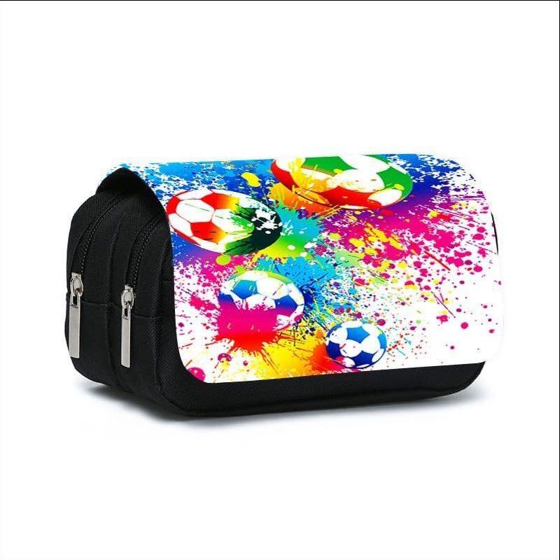 Football 3D Print Large-Capacity Flip-Top Pencil Case Double-Layer Flip-Top Pencil Case