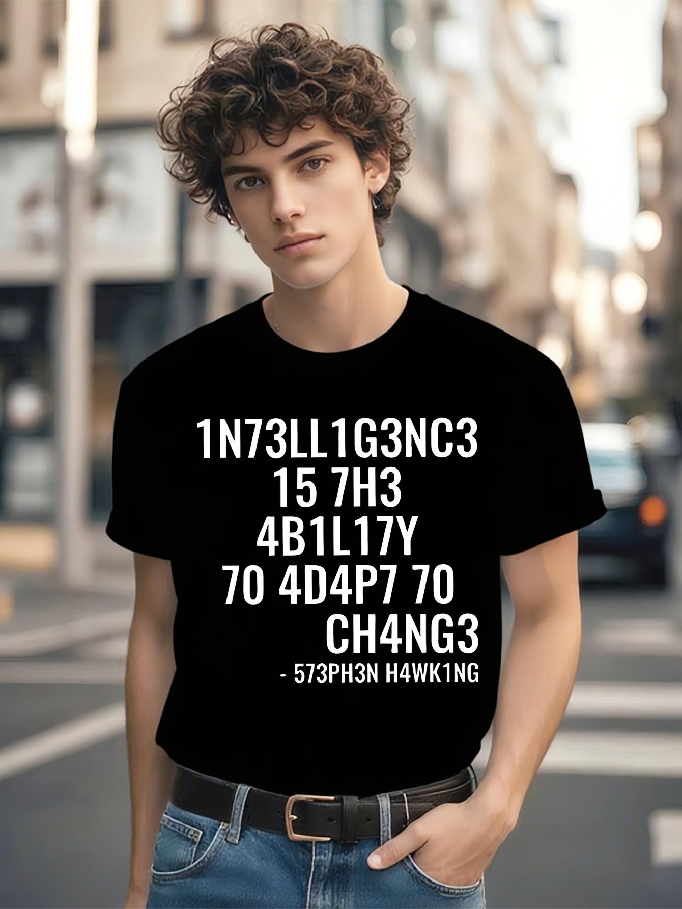 Intelligence Adaptability Quote Tshirt - Black Crew Neck ... M
