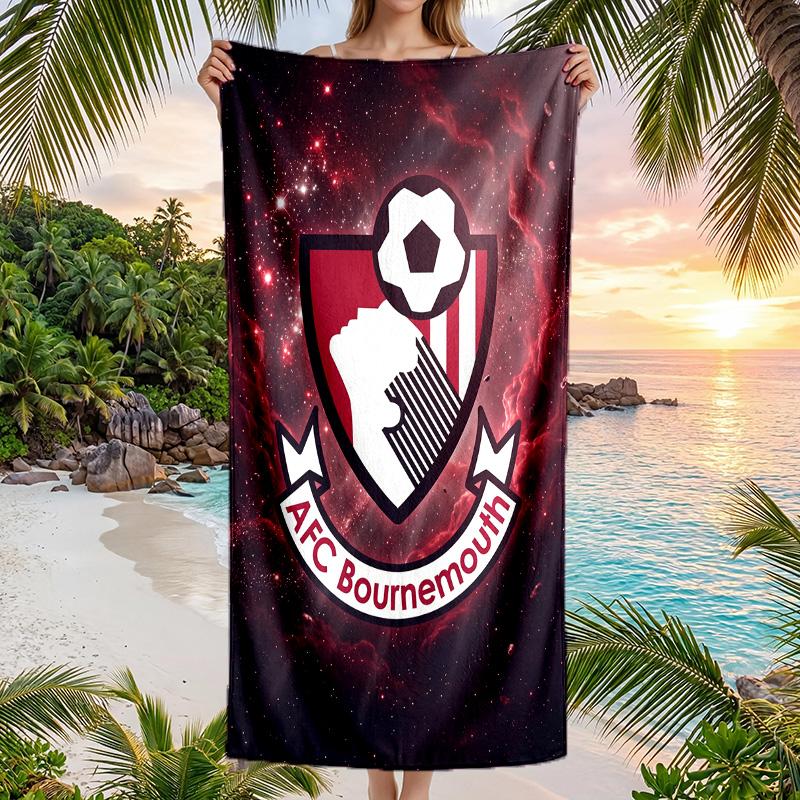 Bournemouth Fußball Strandtuch Weiches Mikrofaser Sommerhandtuch Schnelltrocknendes Saugfähiges Handtuch für Strand Schwimmbad Reisen