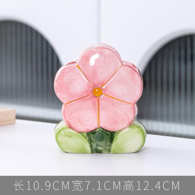 Flower-shaped Ceramic Flower Arrangement Creative Art Vase Living Room Flower Arrangement Dining Table Porch Decorations Vases