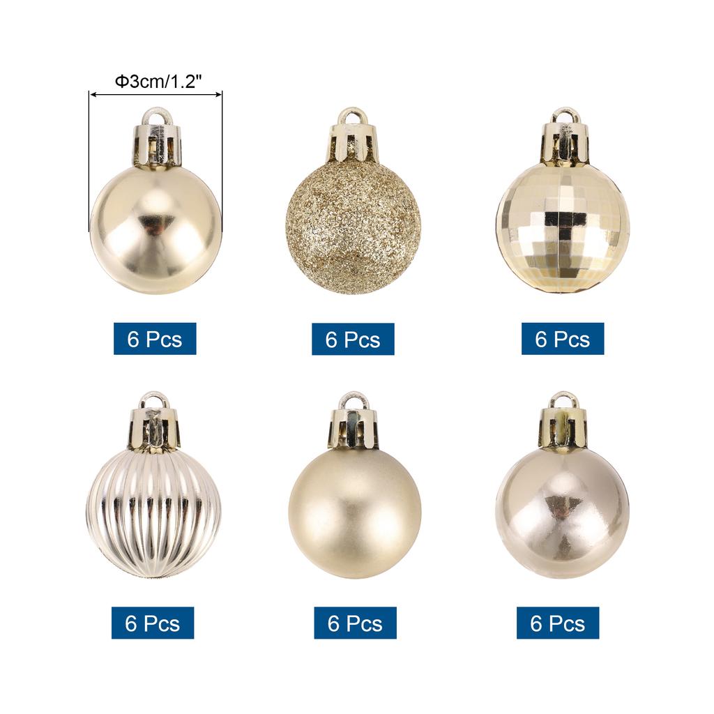 36 Stück Weihnachtskugel-Ornamente Weihnachtsbaumschmuck Kugeln 1,2"/30MM für Partydekoration Hochzeit Feiertag Weihnachtsdeko