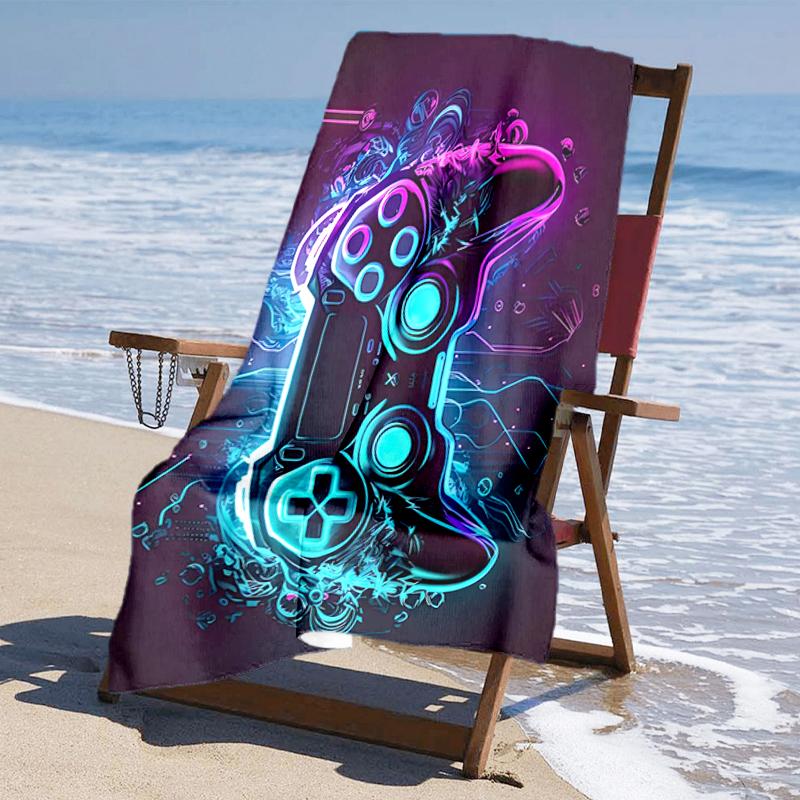 Ultra-Soft Beach Towel with Game Controller Theme,Ideal for Pool - Camping, Diving - Perfect Travel Essential, Vibrant Beach Towel.