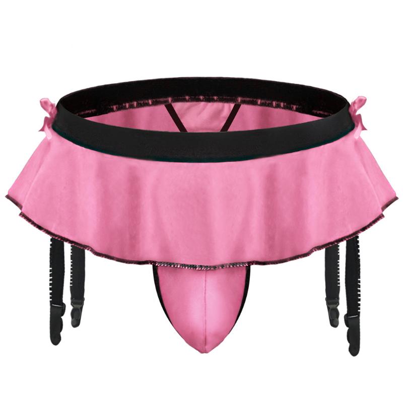 Men Jockstrap Skirts G-String Garter Belt Sexy Sissy Pouch Underwear Low Rise T-Back Briefs Gays Imitates Lingerie Underpants