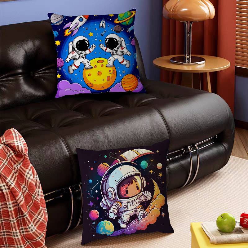 Cartoon Space Astronaut Cushion Cover Inches Farmhouse Decor Home Throw Pillow Covers For Couch Decorations