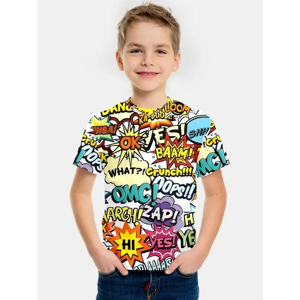 Ropa para Niños Camiseta Graffiti Calle Impresión 3D Hip Hop Tops Verano Fresco Camiseta Casual Vintage Años 80 90 Manga Corta Top