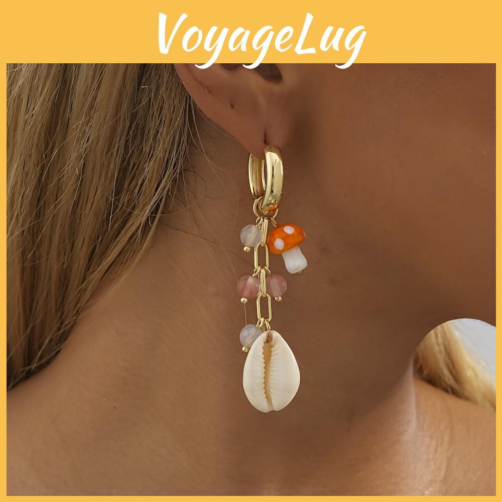 Chic Gold-plated Shell Mushroom Earrings For Women Elegant Street Style 2023